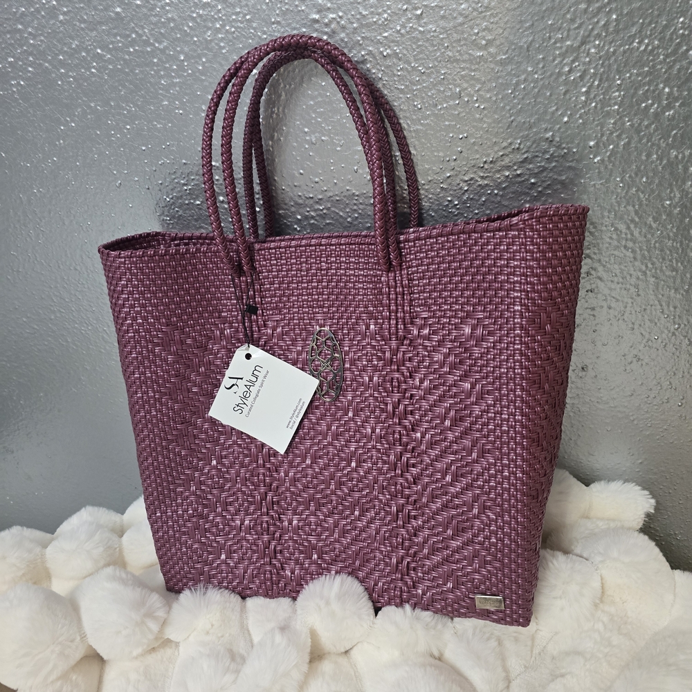 Purple Woven Tote Bag